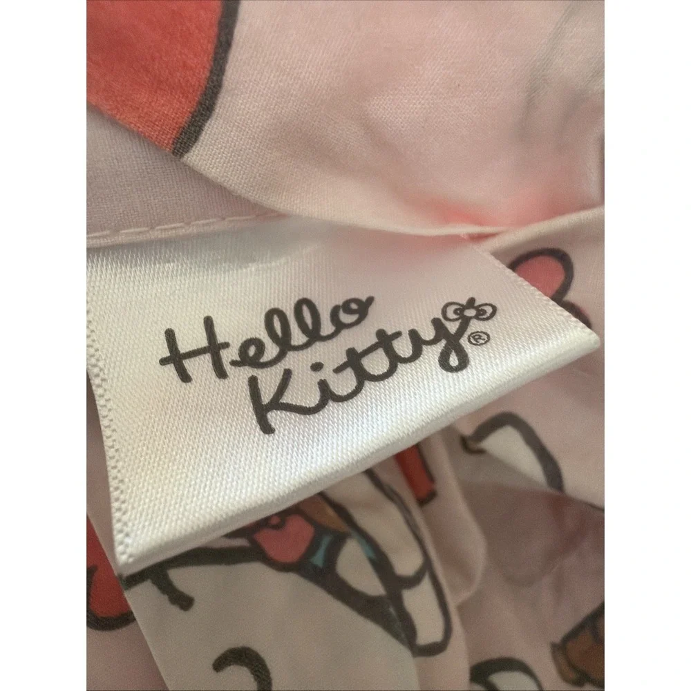 Pottery Barn Hello Kitty Classic Hearts Full/Qn Duvet Cover EUC Organic Cotton